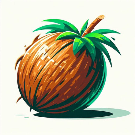 Coconut fruit on white background. Vector illustration of a coconut.のイラスト素材