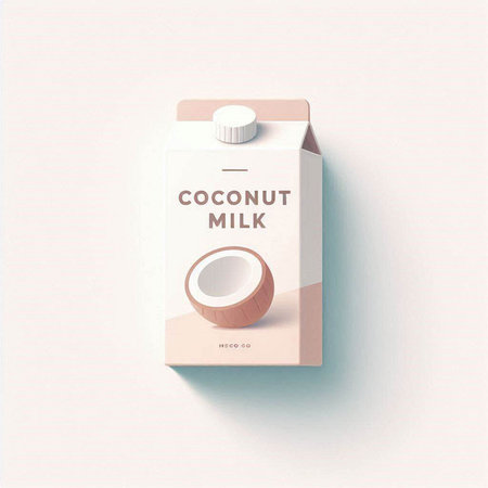 Coconut milk in a carton box. Vector illustration.のイラスト素材