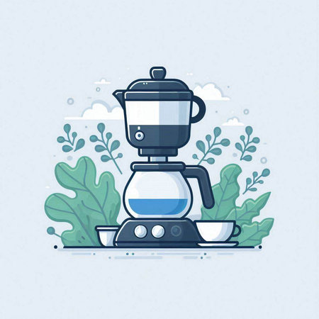 Coffee maker and cup. Flat design style vector illustration.のイラスト素材