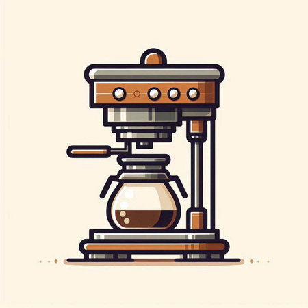 Coffee machine. Vector illustration of a coffee maker in flat style.のイラスト素材