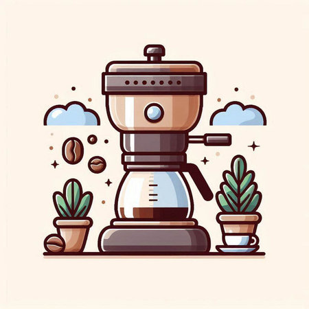 Coffee grinder icon. Vector illustration in flat style.のイラスト素材