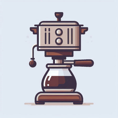 Coffee maker. Hand drawn vector illustration in cartoon style.のイラスト素材