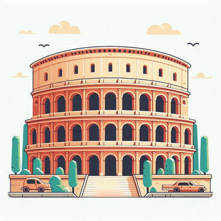 Colosseum in Rome, Italy. Colosseum is one of the symbols of Rome.のイラスト素材
