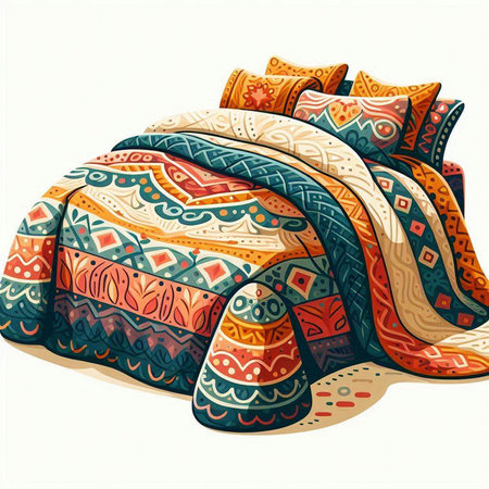 Illustration of a set of pillows in the style of bohoのイラスト素材