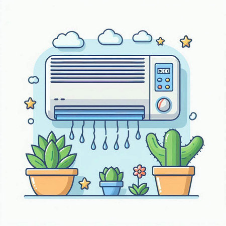 Air conditioner in flat design style. Vector illustration of an air conditioner.のイラスト素材