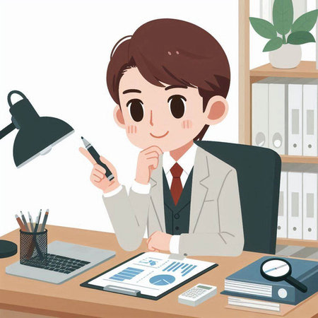 Businessman who is working at the office.Illustration vector.のイラスト素材
