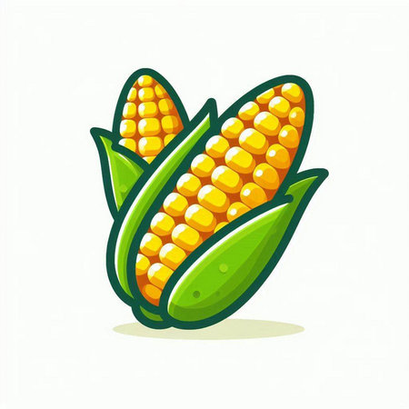 Illustration of corncob on a white background. Vector illustrationのイラスト素材