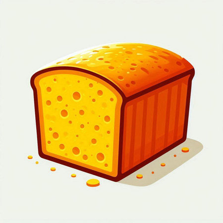 Illustration of a slice of bread with cheese on a white backgroundのイラスト素材