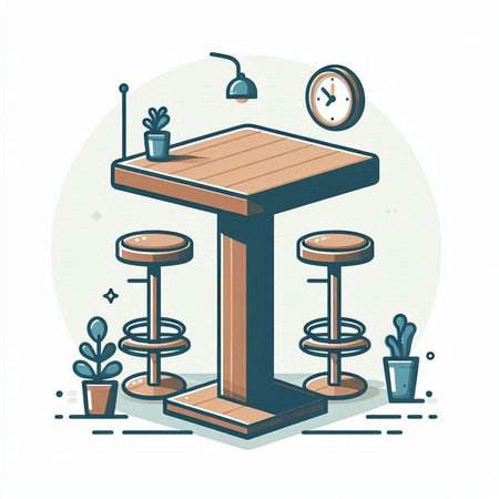 Stylized vector illustration of a bar counter. Bar counter in a flat style.のイラスト素材