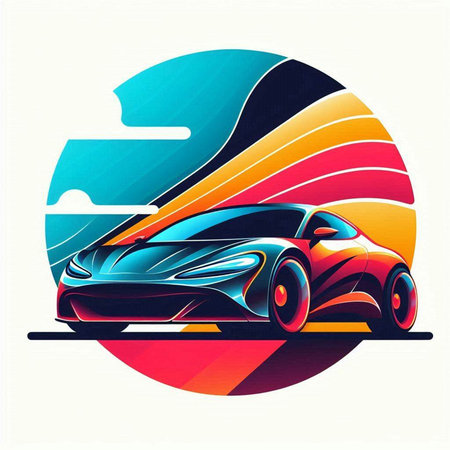Sport car racing on the sunset background. Vector illustration eps 10のイラスト素材