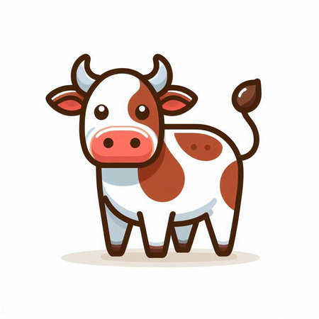 Cute cartoon cow. Vector illustration isolated on a white background.のイラスト素材