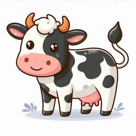 Cute cartoon cow. Cute farm animal. Vector illustration.のイラスト素材