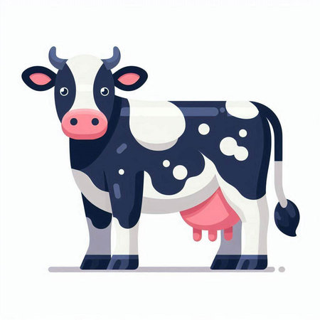 Cute cartoon cow isolated on a white background. Vector illustration.のイラスト素材