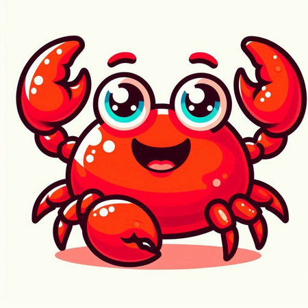 Cute red crab cartoon character isolated on white background. Vector illustration.のイラスト素材