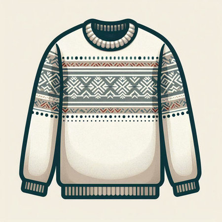 Vector illustration of a sweater with a pattern of ethnic ornamentsのイラスト素材