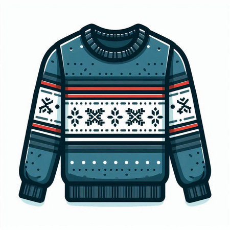 Knitted sweater with a pattern of snowflakes. Vector illustration.のイラスト素材