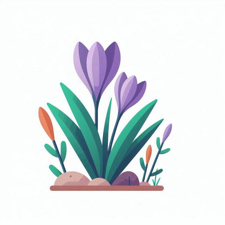Crocuses. Spring flowers. Vector illustration in cartoon style.のイラスト素材