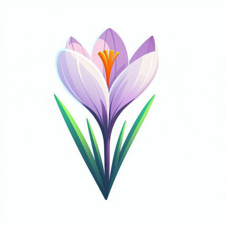 Crocuses on a white background. Vector illustration. Spring.のイラスト素材