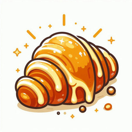 Sweet croissant. Vector illustration isolated on a white background.のイラスト素材