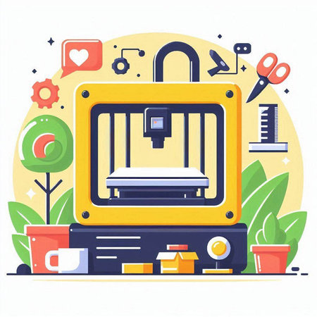 3d printer. Modern flat design vector illustration concept for web and mobile website development.のイラスト素材