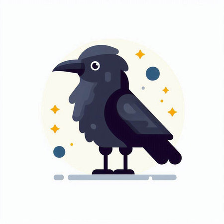Crow. Vector illustration in flat style. Cute cartoon character.のイラスト素材