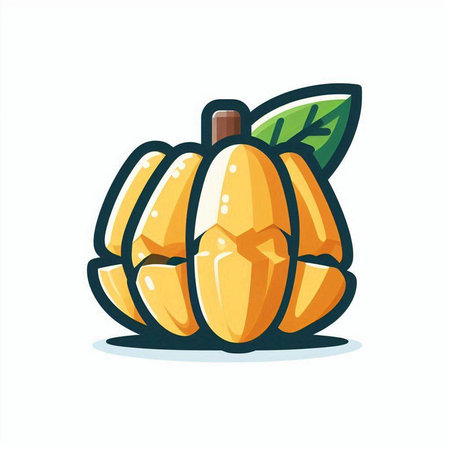 Pumpkin icon isolated on white background. Cute cartoon vector illustration.のイラスト素材