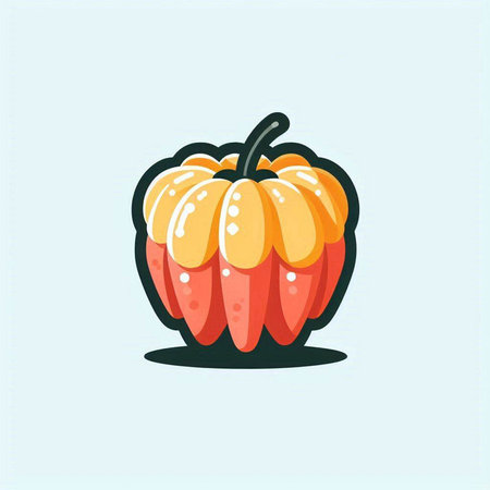 Pumpkin icon on blue background. Vector illustration. Flat style.のイラスト素材