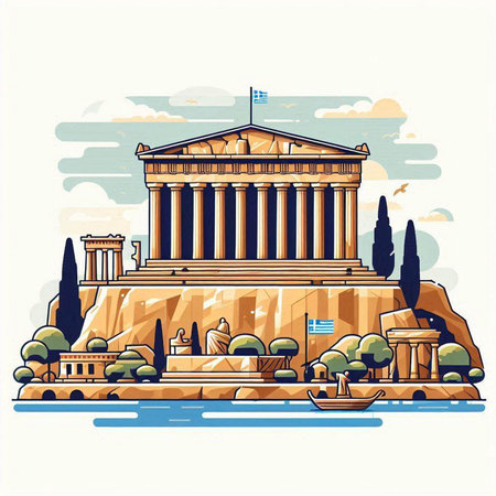 Athens, Greece. Famous landmark. Vector illustration in flat styleのイラスト素材