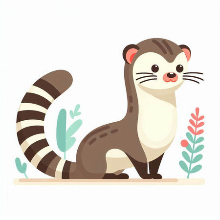 Cute ferret vector illustration on white background. Cute animal.のイラスト素材