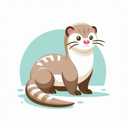 Illustration of a cute otter on a white background, vector illustrationのイラスト素材