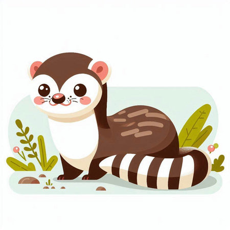 Call center operator with headset and laptop in office. Vector illustration.のイラスト素材