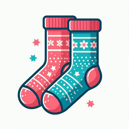 Christmas sock with snowflakes. Vector illustration in cartoon style.のイラスト素材