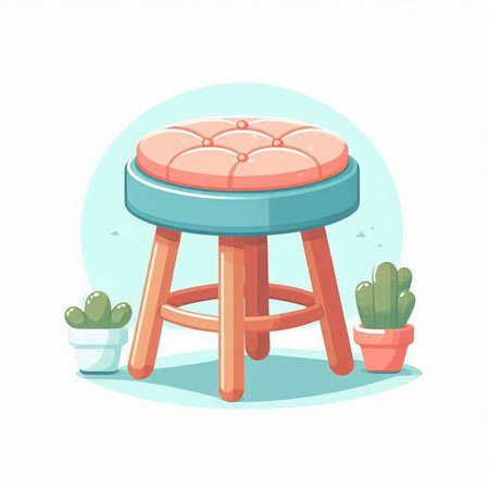 Illustration of a stool in a cartoon style. Vector illustration.のイラスト素材