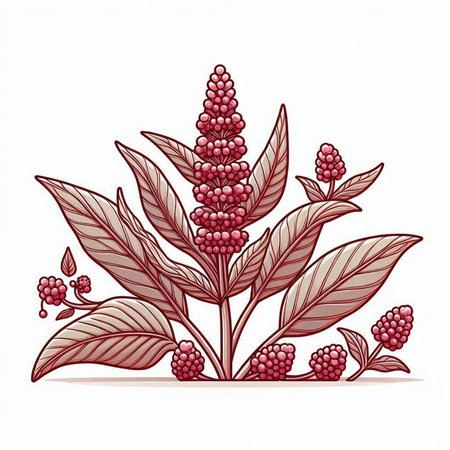 Illustration of a bunch of red berries with leaves on a white backgroundのイラスト素材
