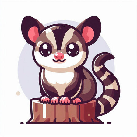 Cute cartoon raccoon sitting on a stump. Vector illustration.のイラスト素材