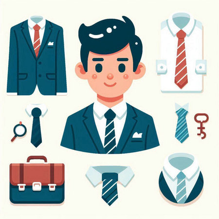 Businessman icons set in flat style. Businessman vector illustration.のイラスト素材