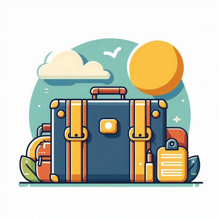 Suitcase for travel. Vector illustration in flat cartoon style.のイラスト素材