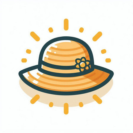 Sun hat vector icon in flat style isolated on white background. Sun hat symbol for your design.のイラスト素材