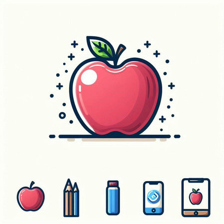 Illustration of red apple, apple, apple, apple, apple, apple, apple, appleのイラスト素材