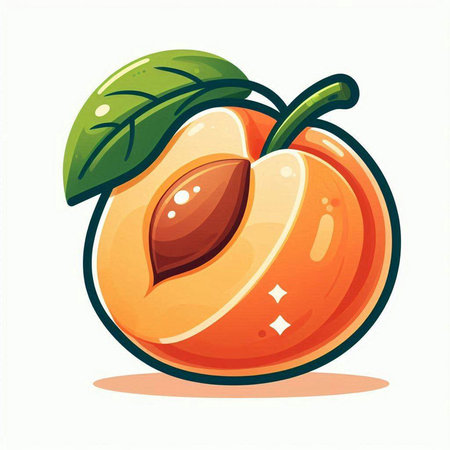 Apricot fruit isolated on white background. Vector cartoon illustration.のイラスト素材
