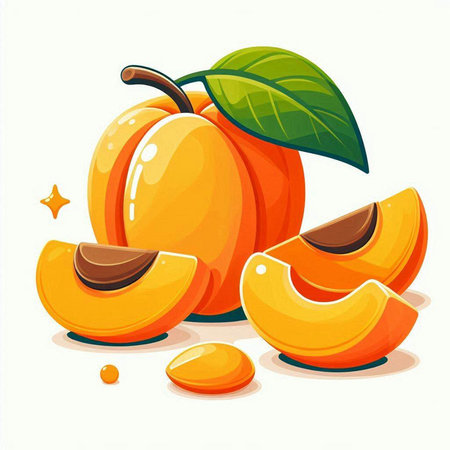 Peach vector illustration isolated on white background. Fresh ripe fruit.のイラスト素材