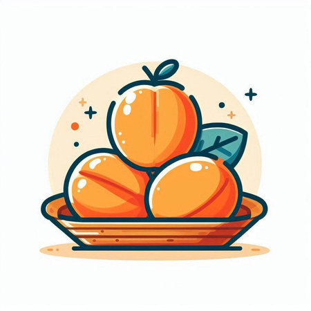 Orange fruit in a bowl. Vector illustration in flat cartoon style.のイラスト素材