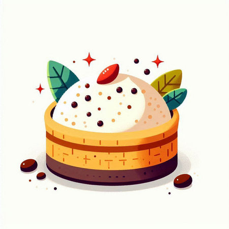 Cake with cream and berries. Vector illustration on white background.のイラスト素材