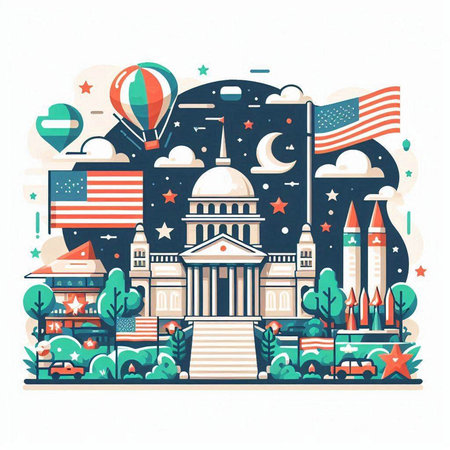 Welcome to the United States of America. Flat style vector illustration.のイラスト素材