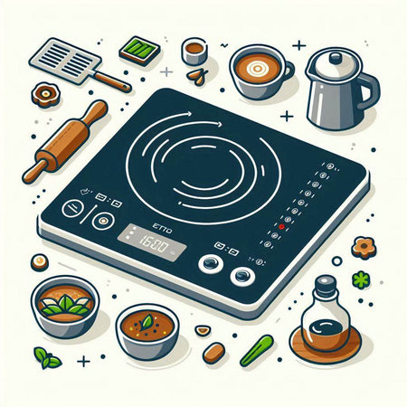 Cooking concept. Vector illustration in flat style. Cooker kitchen equipment.のイラスト素材