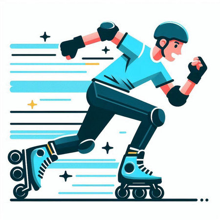 Roller skater vector illustration, isolated on a white background.のイラスト素材