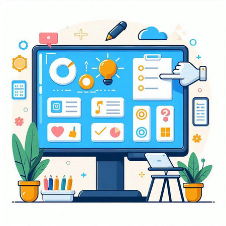 Cute vector illustration of blue pine cone with green leaves and berries.のイラスト素材