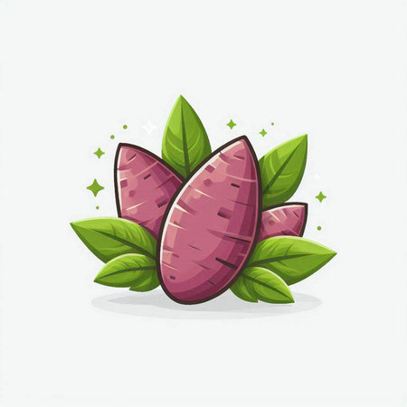 Sweet potato isolated on white background. Vector illustration in cartoon style.のイラスト素材