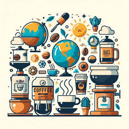 Coffee time concept. Vector illustration in flat design style.のイラスト素材