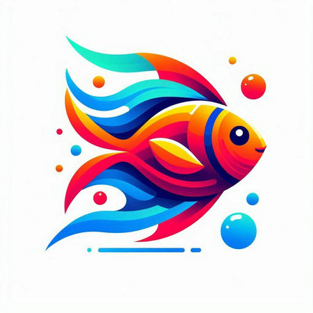 Colorful fish with fire on a white background. Vector illustration.のイラスト素材